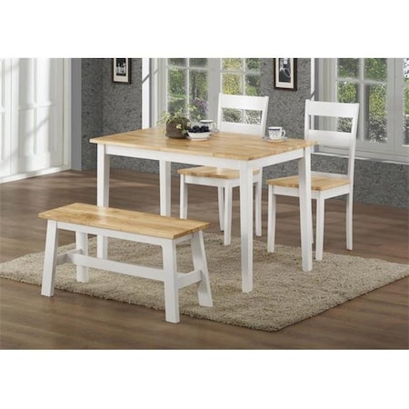 4D Concepts 4D Concepts 534110 New York Table with 2 Benches; Natural & White 534110